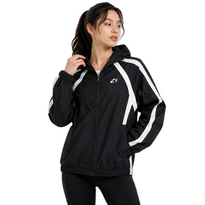 Custom Black <b>White</b> Stripe Hooded Windbreaker Wholesale Lightweight Nylon <b>Zip</b> <b>Up</b> Sports Men's Jackets Private Label Windbreaker - Product Image 2