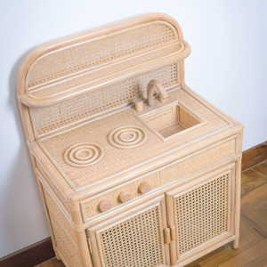 Handmade Natural Rattan Kid's <b>Kitchen</b> Play <b>Set</b> Boho Touch Play <b>Kitchen</b> for Kid Room Wholesale From Vietnam - Product Image 3