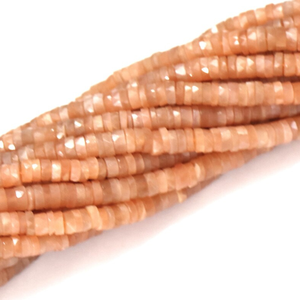 Cuentas Heishi de Piedra Lunar Melocotón: Rueda de Piedras Preciosas Facetadas de 6-8 mm, Hilo de 16 Pulgadas - Product Image 4
