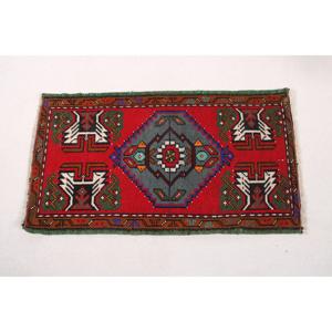 Vintage Rug, 1.8x3.2 ft Small Rug, <b>Red</b> Bordered <b>Wool</b> Turkish Rug - Product Image 5