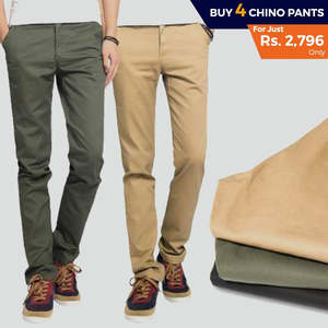 Paquete de 4 pantalones chinos de algodón para hombre - Product Image 1