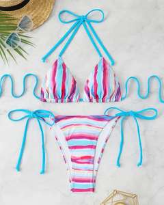 ชุดบิกินี่สีดำ2ชิ้นสำหรับผู้หญิงชุดว่ายน้ำเล่นกีฬาชายหาดสีดำงานตามสั่ง - Product Image 1