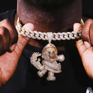 3 pulgadas 925 Plata lindo colgante de dibujos animados collar brillante corte redondo laboratorio cultivado diamante helado personalizado moda urbana goteo estilo regalo - Product Image 5