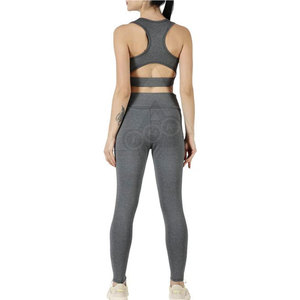 Women's High Elastic Sportswear Set Seamless Fitness Gym Bra Breathable Yoga <b>Leggings</b> Solid Pattern Style Pants Elastic <b>Waist</b> - Product Image 2