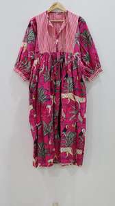 High Quality Pink Animal Print Mini <b>Dress</b> Deep Neck String Close Stripe Long Block Floral Casual Generational <b>Loose</b> <b>Fit</b> Summer - Product Image 5