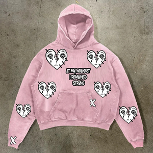 Venta directa de fábrica último estilo bajo MOQ Unisex térmico de gran tamaño con capucha peso pesado desgastado canguro bolsillo bordado - Product Image 3