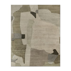 Tapis en laine noué à la main Entropy Green, grande taille, motif abstrait, Aiwl-1052, pour la maison, le salon, le couloir, décoration rectangulaire en forme de puzzle - Product Image 1