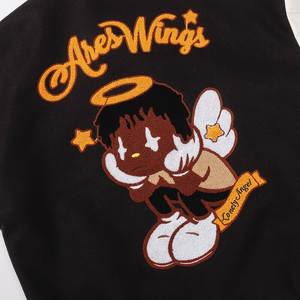 Chaqueta Bomber de béisbol para hombre y mujer, chaqueta de cuero de retales con letras de Ángel, ropa de calle, abrigos universitarios Unisex - Product Image 4
