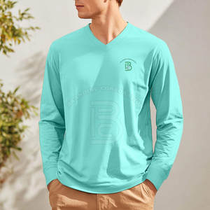 เสื้อยืดแขนยาวคอวีฤดูร้อน น้ำหนักเบา ระบายอากาศได้ดี สไตล์สตรีทแวร์ เสื้อคอวีสไตล์คลาสสิก - Product Image 3