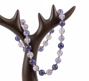 Collar de Cuentas de Piedra Amatista Natural Geométrica Tibetana de Plata de 18 Pulgadas de Alta Calidad para Mujer, Hecho a Mano, Moderno, Regalo Perfecto - Product Image 6