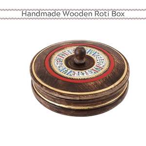 Rustic <b>Wooden</b> Roti <b>Storage</b> <b>Box</b> for Warm Chapatis and Easy Serving Eco Friendly <b>Wooden</b> Chapati <b>Box</b> With Beautiful Print - Product Image 2