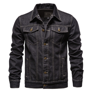 Veste bomber utilitaire en jean délavé soleil pâle pour homme, personnalisée en usine, vestes en jean d'automne pour homme - Product Image 5