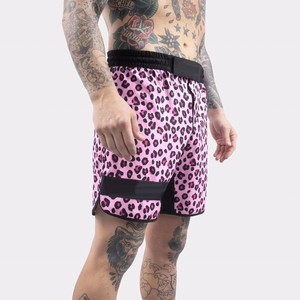 Pantalones cortos de MMA de leopardo rosa de 160gsm de calidad superior para hombres y mujeres, transpirables, lavados, Recargados, estilo de lucha, boxeo, ropa de artes marciales - Product Image 6