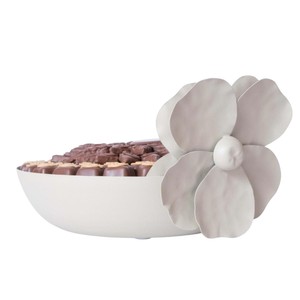 Recipiente de postre decorativo para el hogar de último diseño, cuenco de Chocolate de Metal blanco de gran calidad, acento de flores para ocasiones especiales - Product Image 1