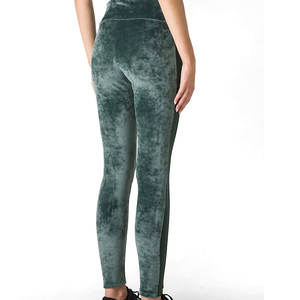 100% coton femmes lavage à l'acide Stretch sport pantalons de course taille haute ascenseur gymnastique Fitness entraînement collants cravate teinture Yoga Leggings - Product Image 4