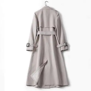 Abrigo largo de gran tamaño Vintage para niñas hecho a medida, gabardina de cuero genuino PU transpirable, a prueba de viento e invierno, prendas de vestir exteriores adecuadas - Product Image 3