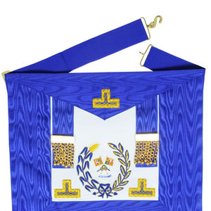 Fabrication directe d'usine, conception personnalisée, insignes maçonniques brodés en cuir/ ruban, tablier d'officier déguisé, paillettes, badge cousu à la main - Product Image 5