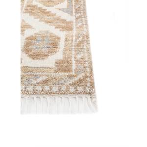 พรมขนสัตว์ถักมือสีเบจและสีน้ำตาลลายเหรียญตราขนาดใหญ่ รุ่น AKWT-1077 สำหรับตกแต่งห้องนั่งเล่นวัยรุ่น - Product Image 4