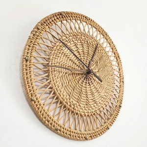 Vente en gros de panier d'horloge murale en rotin écologique OEM Tenture murale Décoration quantité minimale de commande bas du fabricant vietnamien HNH Craft - Product Image 1