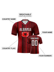 Maillot de football de l'équipe nationale albanaise personnalisé uniforme de football personnalisé avec numéro de nom Logo avant pour les femmes hommes formation - Product Image 3
