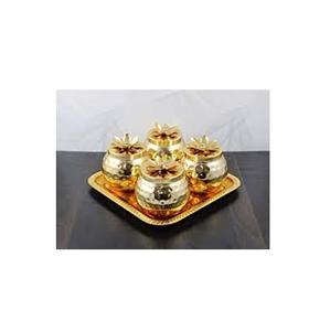 Bol à fruits en laiton taille personnalisée artisanat fruits en laiton 4 pièces et cuillère bol à fruits secs en laiton doré pour la meilleure vente - Product Image 4