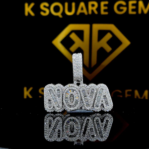 Pendentif Hip Hop Personnalisable pour Enfants et Hommes Lettre Personnalisée Brillant Coupe Baguette Moissanite VVS Grade Griffe Setting 925 Sterling - Product Image 1