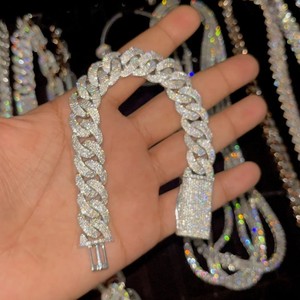 Luxury 925 <b>Sterling</b> <b>Silver</b> Hip Hop Chain VVS Moissanite Diamond Personalized Fine Jewelry Diamond Cuban Link <b>Bracelet</b> for <b>Men</b> - Product Image 2