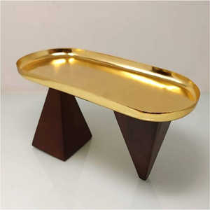 Bol de service Design martelé avec support en bois Bol Plater Snacks & Chutney Bol de service pour dessus de table Fruits Noix Serveur - Product Image 4