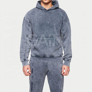 Survêtements décontractés à capuche en coton et polyester de haute qualité, effet délavé, respirants, pour homme, faible MOQ - Product Image 4