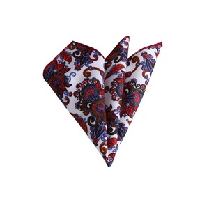 Foulard en coton imprimé à motifs cachemire rouge et bleu - Product Image 1