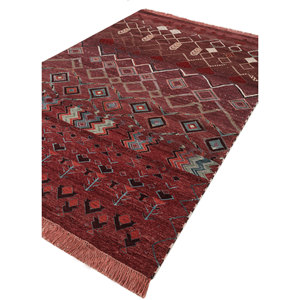 Freedom Manchaha Large Area Geometric Wool Bamboo <b>Silk</b> Rugs Hand Knotted <b>Red</b> Orange Rectangle Hallway Design for Teens' Home - Product Image 2