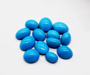 Natural Blue Turquoise flat back cabochons loose gemstone for jewelry making Trending oval gemstone high quality turquoise stone