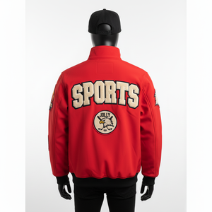 Chaqueta Softshell Premium, Tejido Resistente al Viento en Rojo con Diseño de Paneles y Logotipo Bordado Personalizado, Chaqueta Softshell para Hombre - Product Image 2