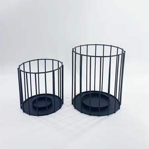 Black <b>Metal</b> Candle Holders Lanterns and Candle Jars Home Decoration Silver Handmade Customized Logo Christmas Wood - Product Image 5