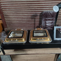 Plats de service en acier inoxydable de qualité supérieure 5L Or & Argent, écologiques, pour buffet d'hôtel, maintien au chaud des aliments