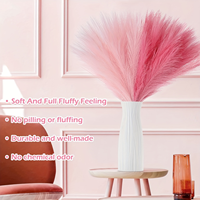 Rangkaian Bunga Bulrush Buatan 17,7 Inci, Rumput Pompas Pendek Warna Putih Blush Boho untuk Pengisi Vas, Dekorasi Rumah, Pernikahan, dan Pesta
