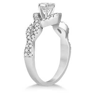 Anillo de Compromiso y Alianza de Oro Blanco de 18K con Halo Infinito de Diamantes de 0.60ct, Conjuntos de Joyería Fina - Product Image 3
