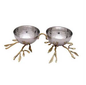 <b>Stainless</b> <b>Steel</b> <b>Bowl</b> Brass Design Brass Stand Leaf Stem Crafts Hammered <b>Bowl</b> Best Price - Product Image 4