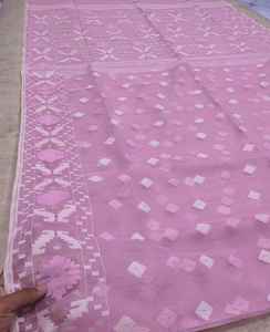 Exclusivo Deshi Dhakai Pink Jamdani Sharee Calidad de exportación para mujeres JAMDANI FABRIC Blue GREEN Golden Sky Blue de Bangladesh - Product Image 3