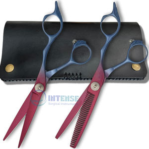 Ensemble de ciseaux à cheveux professionnels en acier inoxydable 440C avec revêtement en titane, ciseaux de coupe et de texturation, outils de salon - Product Image 1