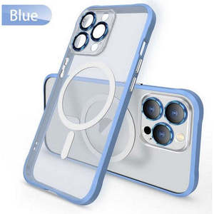 Coque en verre protectrice pour objectif métallique iPhone 15 Pro Max 6.7 avec anneau magnétique bleu - Product Image 1