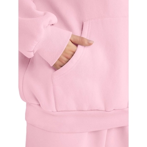 Conjunto de chándal cómodo para salón, conjunto de chándal atlético para mujer, conjunto de dos piezas, conjunto de chándal de mezcla de algodón, chándal de ajuste relajado para mujer - Product Image 2