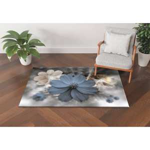 Tapis moderne imprimé fleurs : Tapis mural, chemin de table, rond, antidérapant, lavable en machine, tapis gobelin - Product Image 3