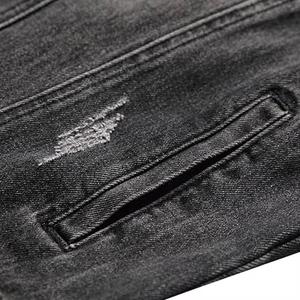 Veste en jean classique pour homme, style européen et américain, avec fermeture éclair, broderie, anti-froissement, pour l'automne et l'hiver - Product Image 5