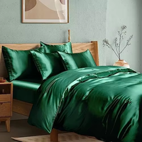 Ensemble de literie personnalisé en satin, rouge vin, luxe, double, housse de couette, garnissage en soie tissée