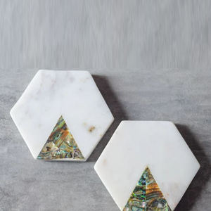 Nouveau à la mode de bonne qualité ensemble de 4 sous-verres en pierre de forme hexagonale MOP marbre matériel Table à manger Ware Mats & Pads - Product Image 6