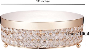 แท่นวางเค้กทรงกลมสีเงินพร้อมขาตั้งบอลด้านบนเป็นโลหะเรียบพร้อมลูกปัดคริสตัลเงา - Product Image 5