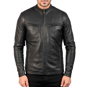 Veste en cuir pour hommes pour l'automne et l'hiver Tissu léger et de haute qualité Top tendance pour hommes Meilleures ventes de vestes de motard en cuir - Product Image 1