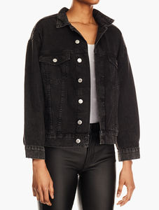 Automne et hiver 2023 veste à col montant pour hommes nouveau Denim noir au crochet avec motif perforé décoration fermeture à glissière - Product Image 5