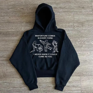 Sweat à capuche surdimensionné pour homme, coupe courte, en molleton de coton épais 600g, avec logo 3D en mousse, sans cordon, ourlet brut et impression en relief - Product Image 5